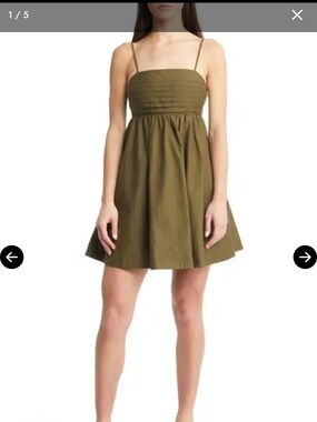 Moon River Olive Green Spaghetti-Strap Mini Dress